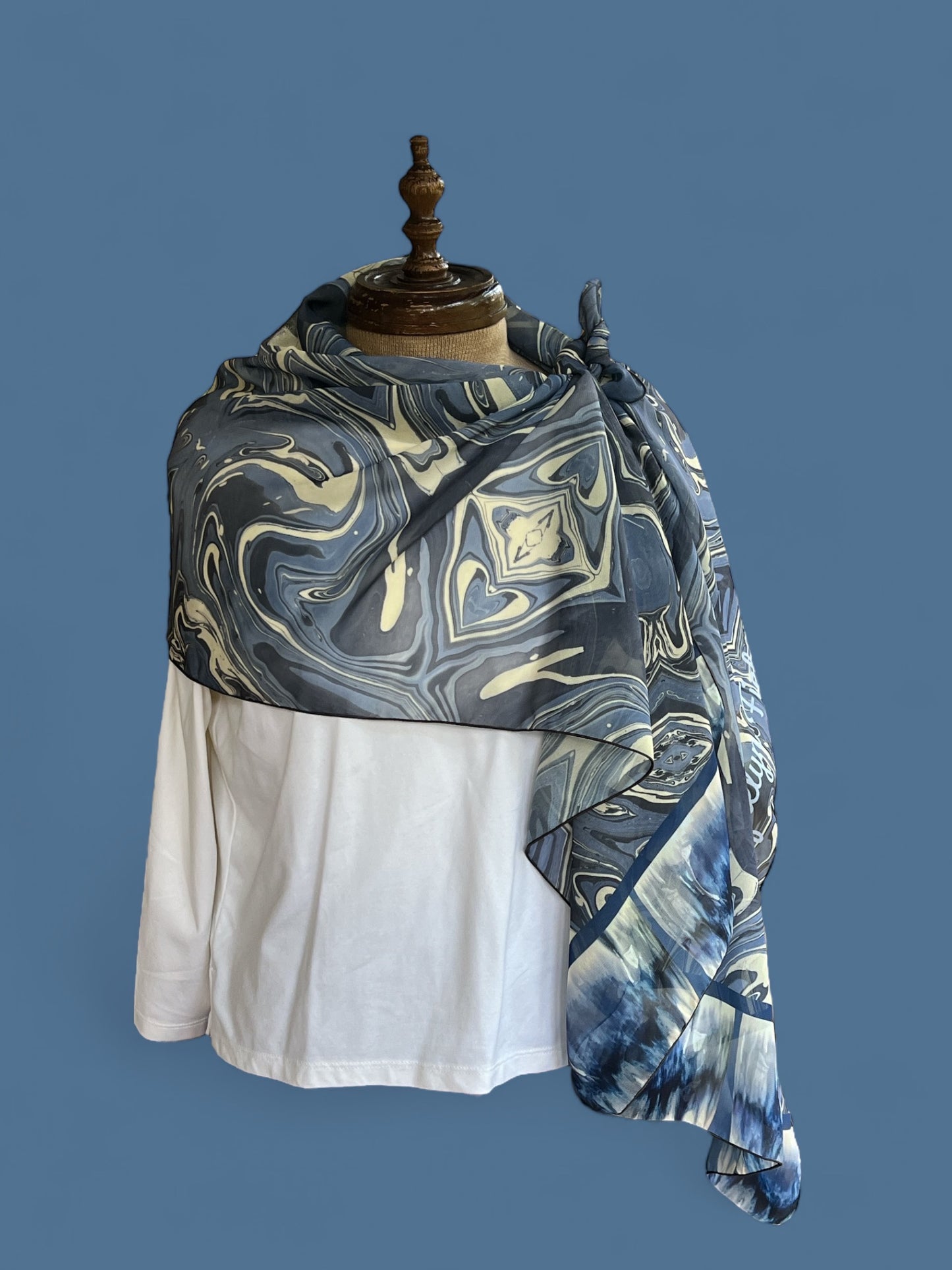 Mendocino Blues Diamond Chiffon Scarf
