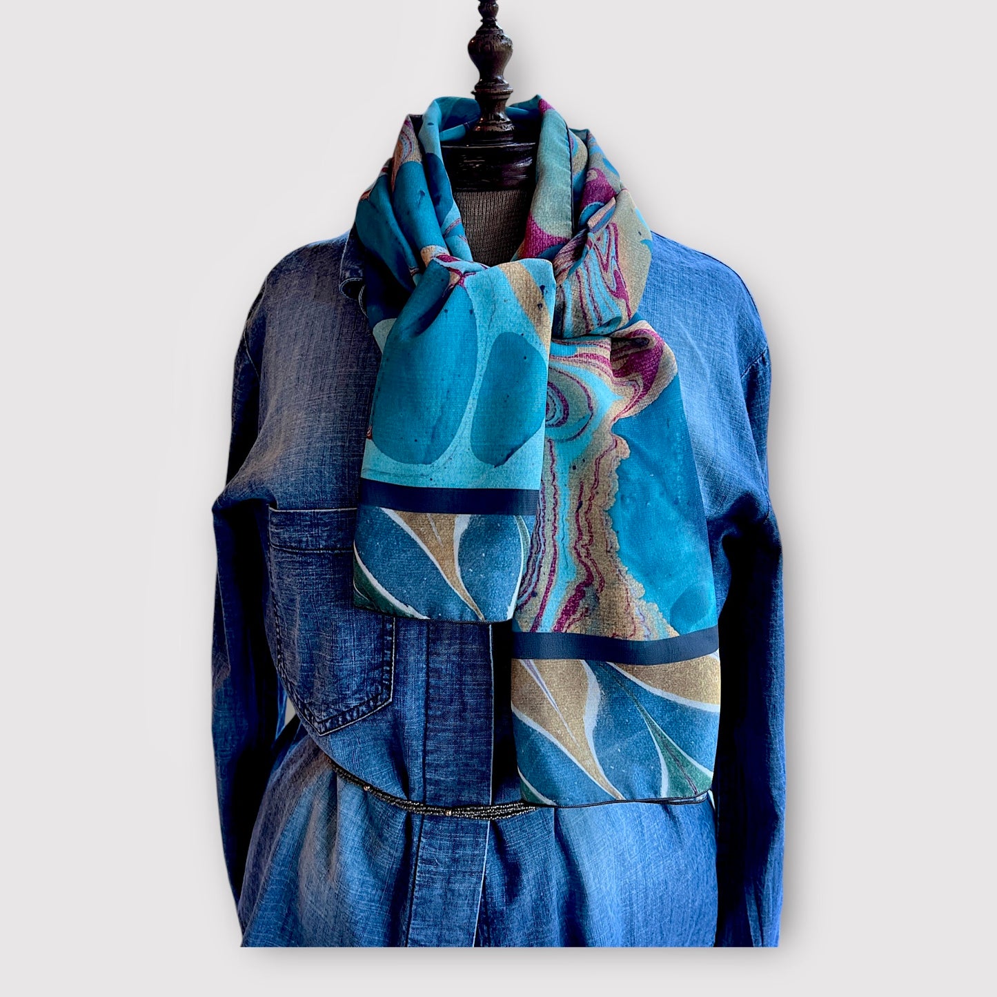Gilded Currents Butterfly Chiffon Scarf