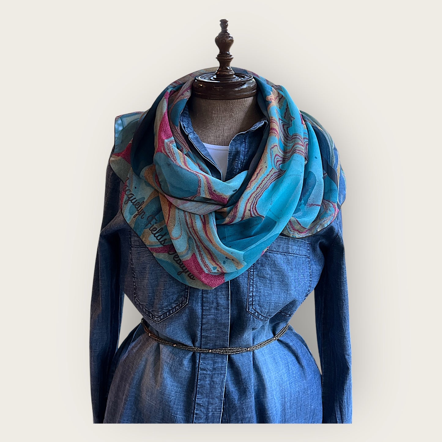 Gilded Currents Butterfly Chiffon Scarf