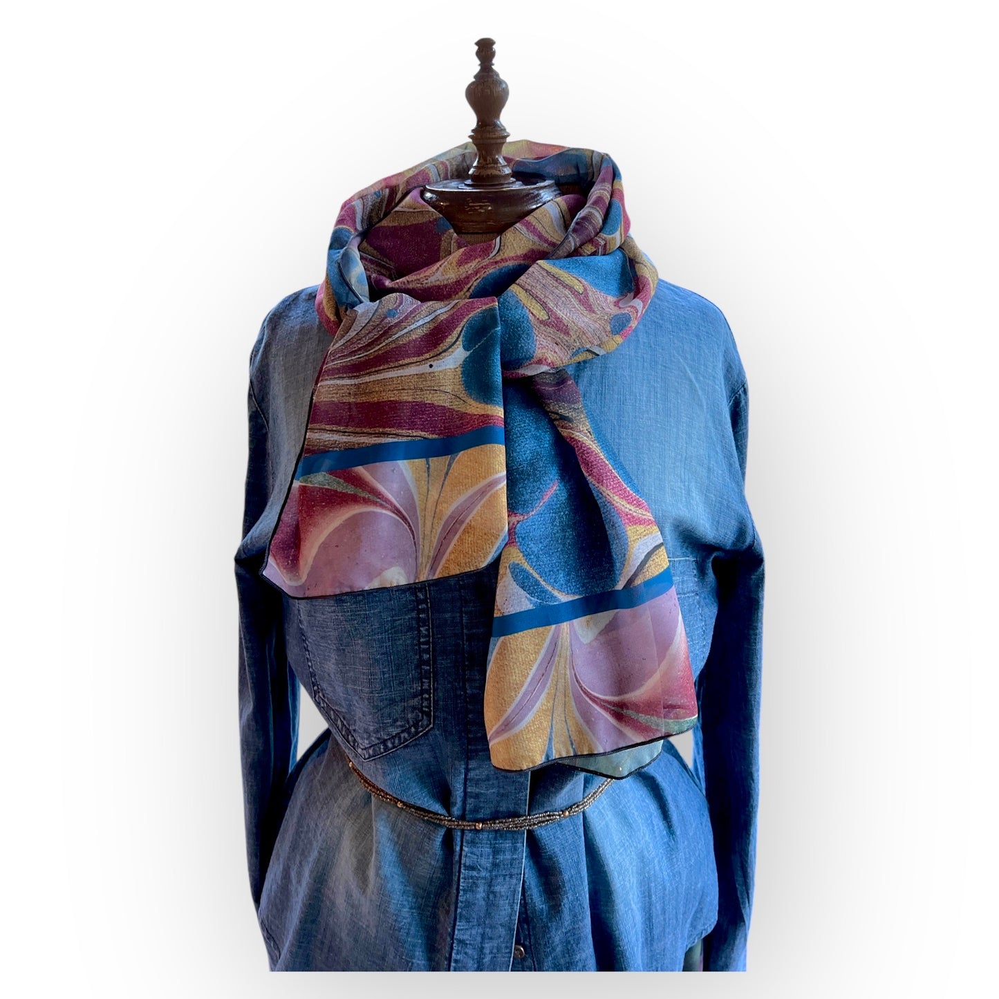 Tuscan Sunset Marble Chiffon Scarf