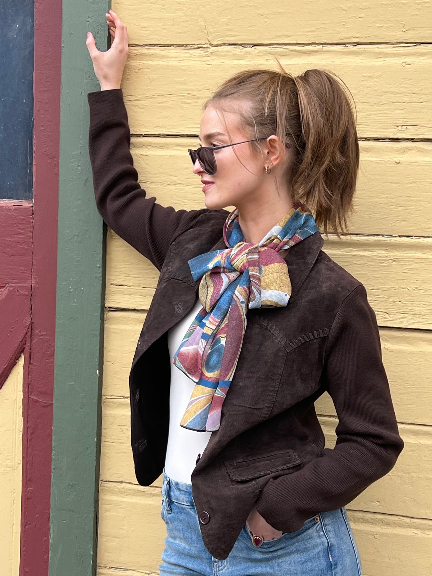 Tuscan Sunset Marble Chiffon Scarf