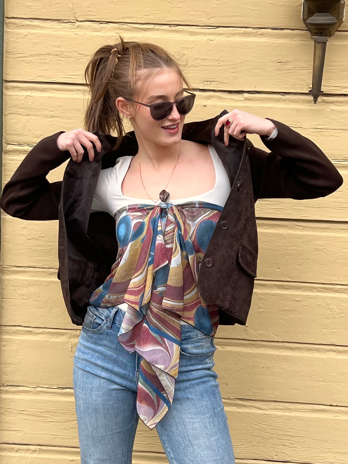 Tuscan Sunset Marble Chiffon Scarf