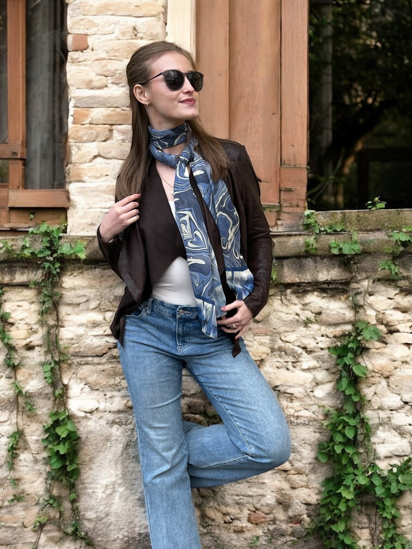 Mendocino Blues Diamond Chiffon Scarf
