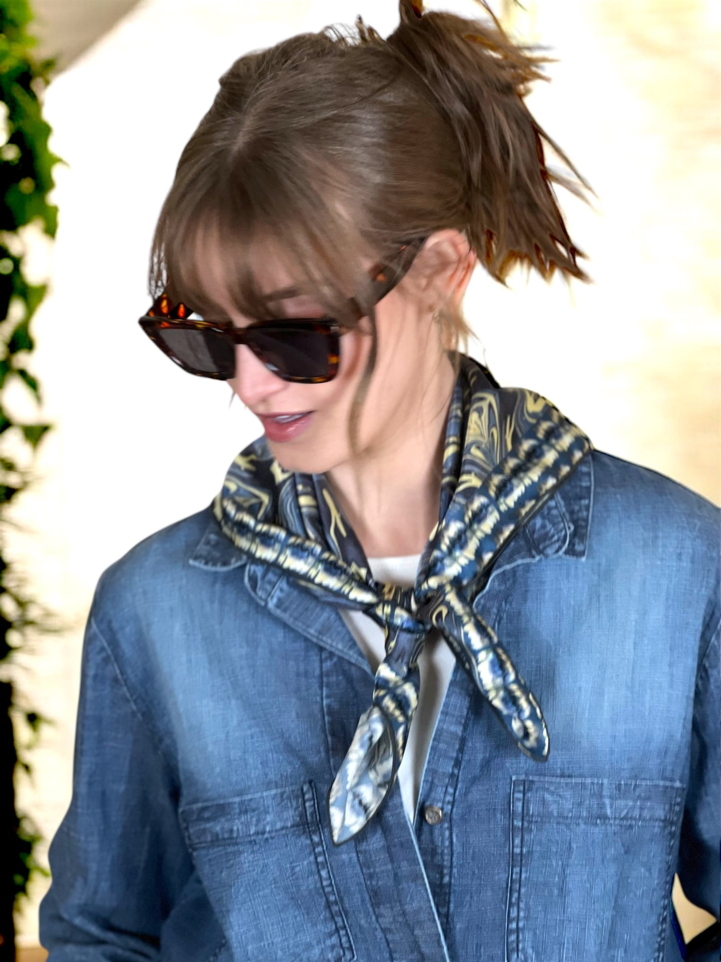 Mendocino Blues Silk Square Scarf