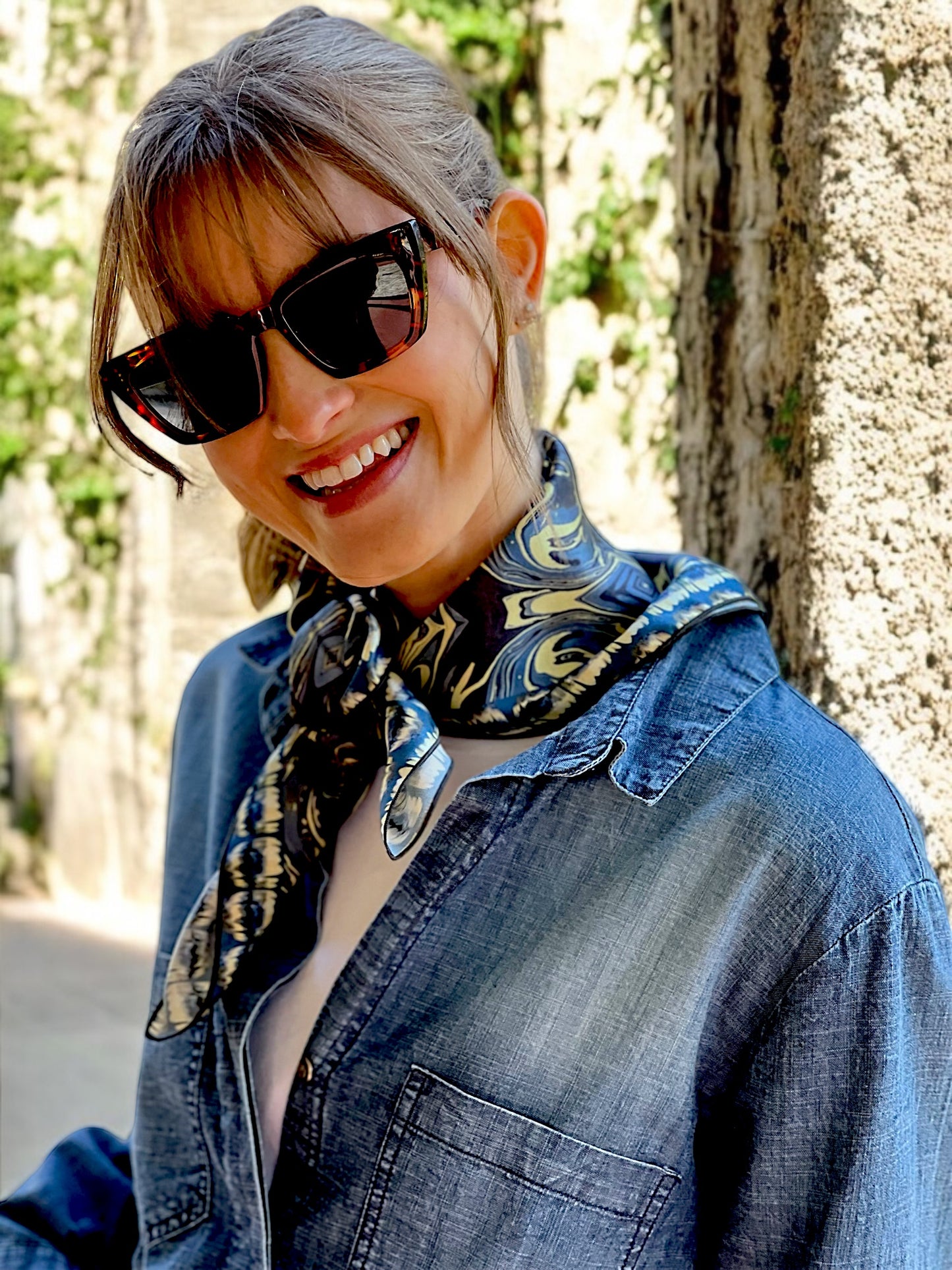 Mendocino Blues Silk Square Scarf