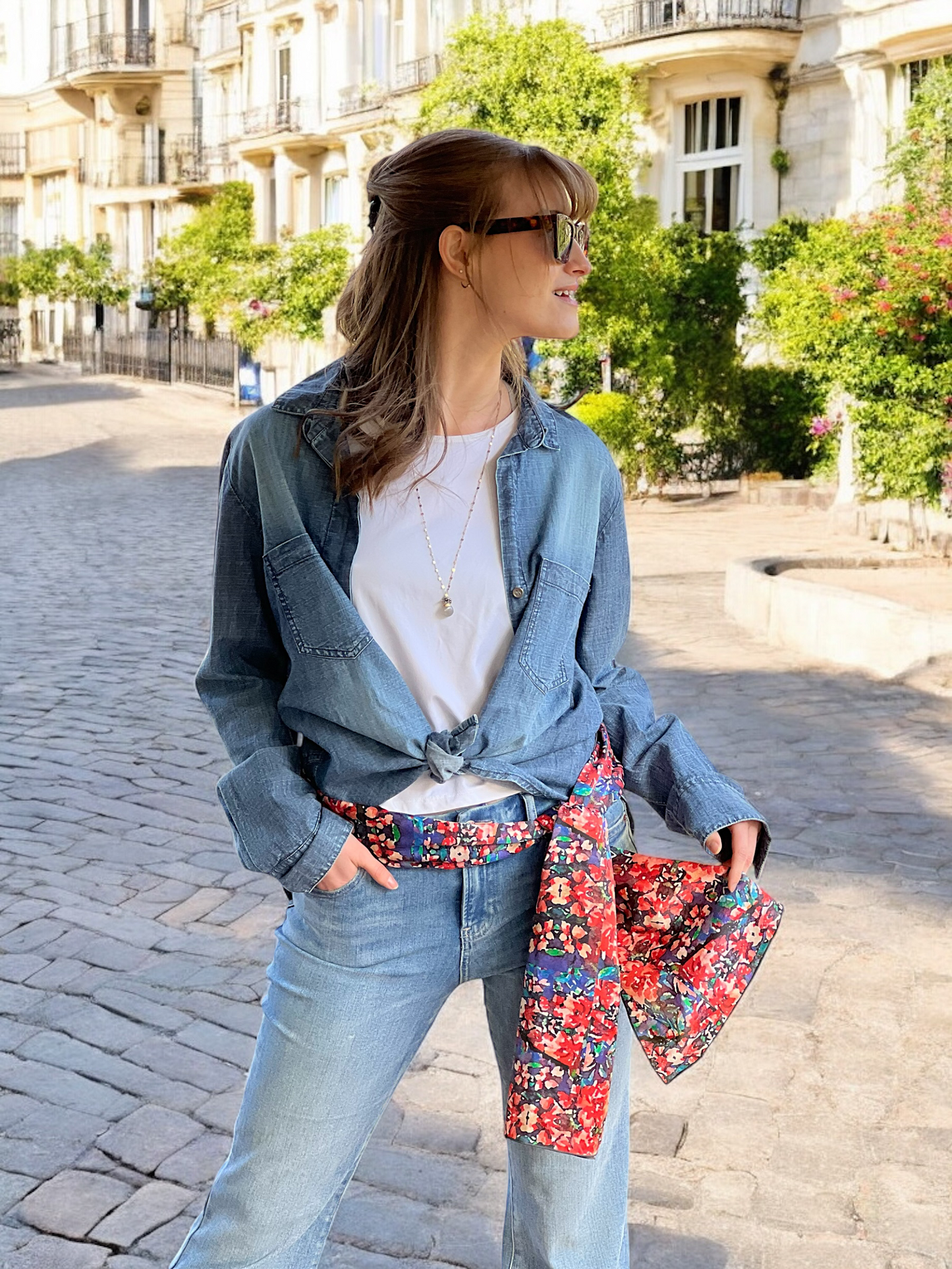 Somerset Rose Damask Silk Long Scarf