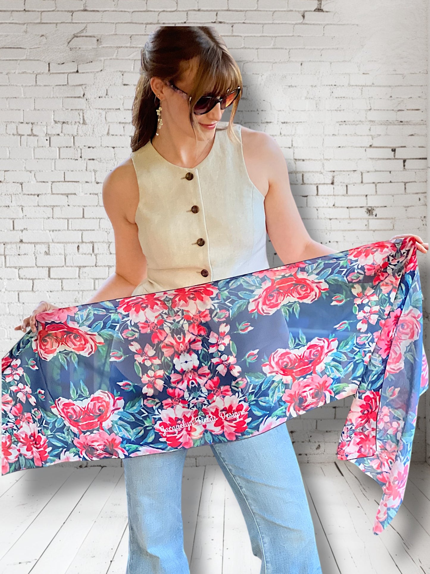 Somerset Roses Chiffon Scarf