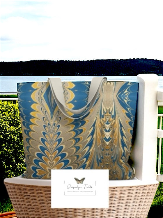 Prussian Blue Swirl Tote Bag