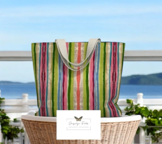 Pinstripe Pop Tote Bag