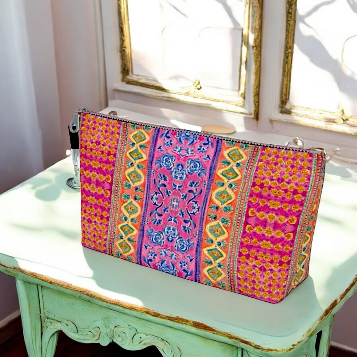 Coral Caravan Makeup Bag
