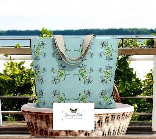 Blue Iris Mint Tote Bag