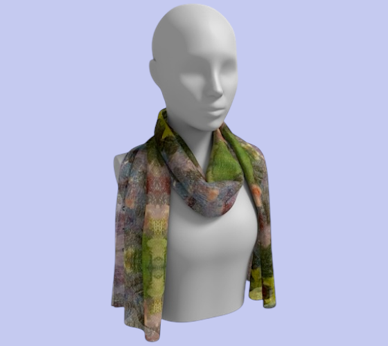 Lilac Waterlilies Silk Long Scarf