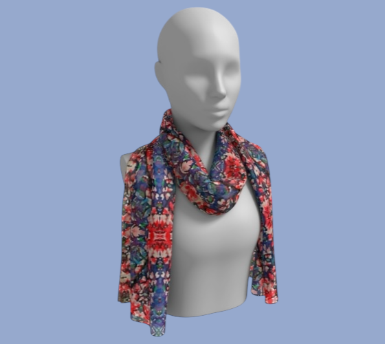 Somerset Rose Damask Silk Long Scarf
