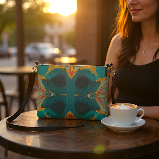 Gilded Currents Butterfly Vegan Leather Crossbody Purse