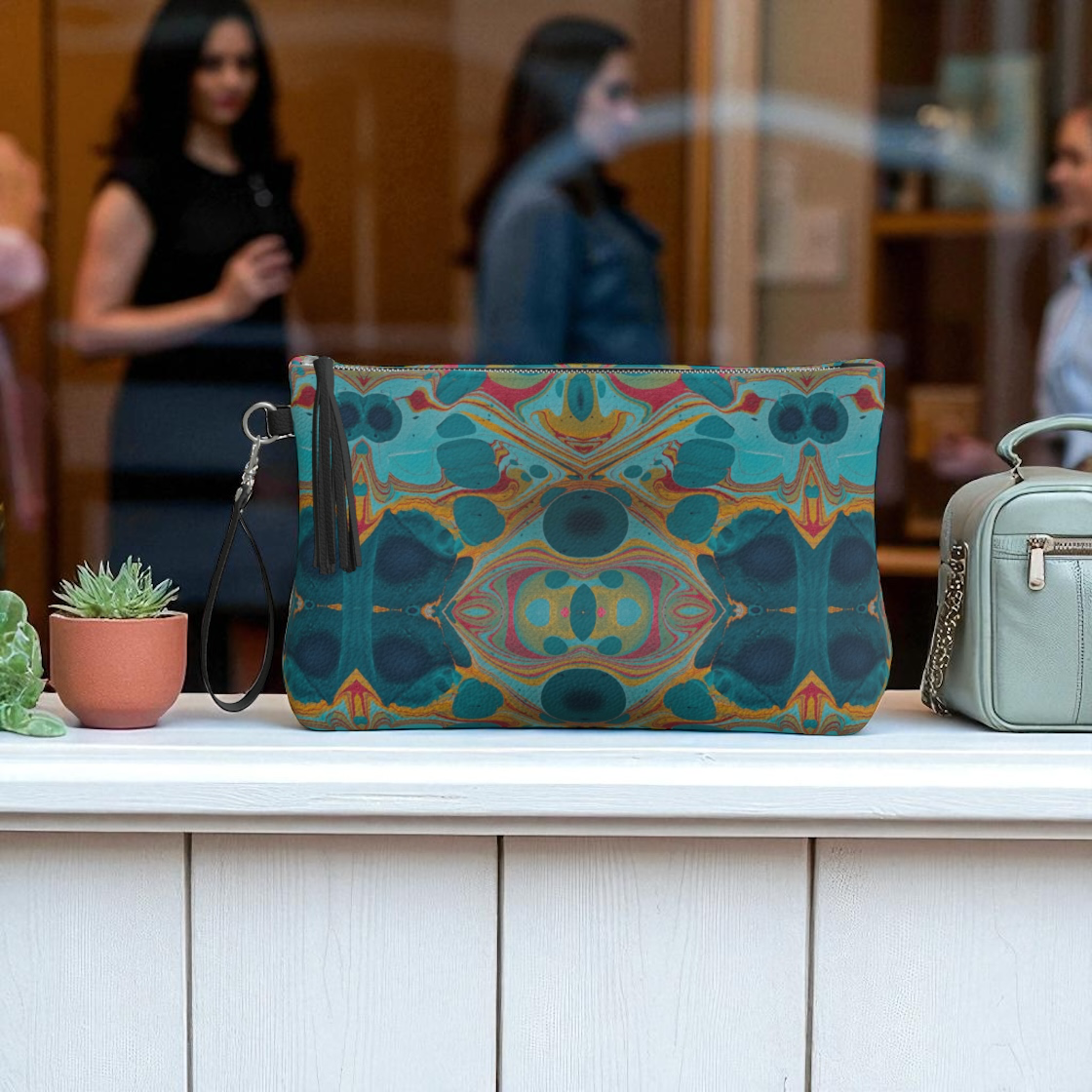 Gilded Currents Butterfly Vegan Leather Clutch