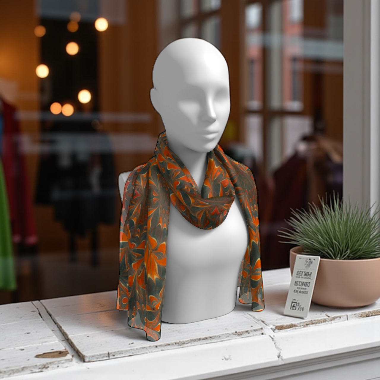 Americana Swirl Long Silk Scarf