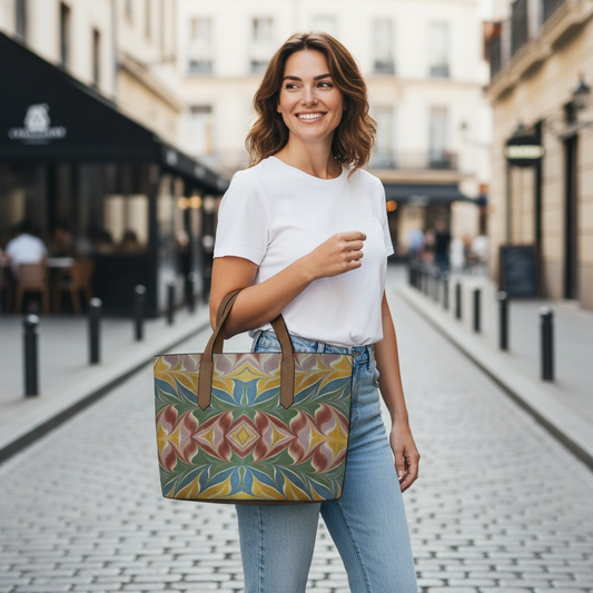 Florentine Flames Vegan Leather Tote Bag