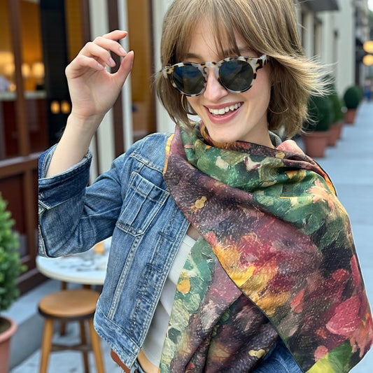 Giverny Gardens Silk Long Scarf
