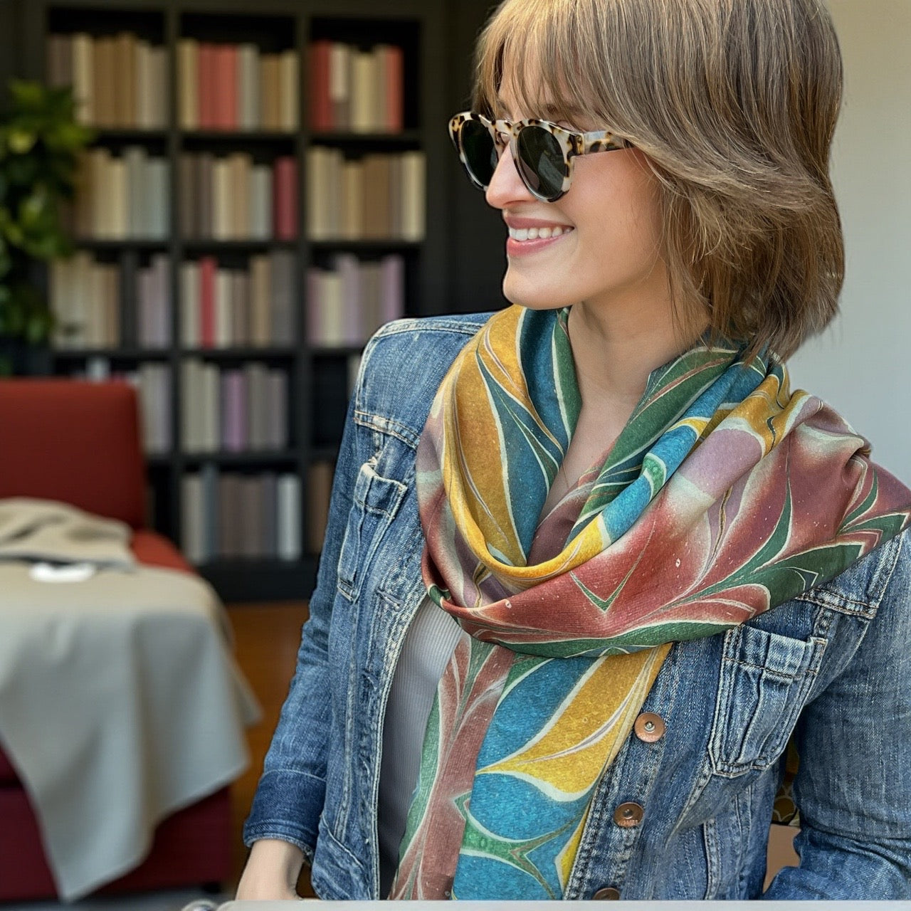 Florentine Flames Silk Long Scarf