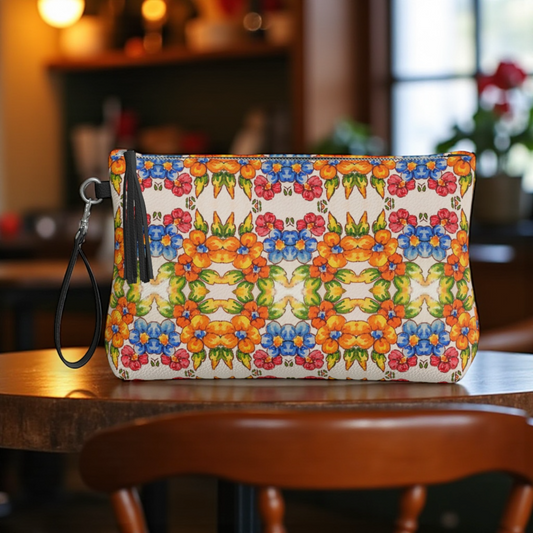 Positano Flowers Vegan Leather Clutch
