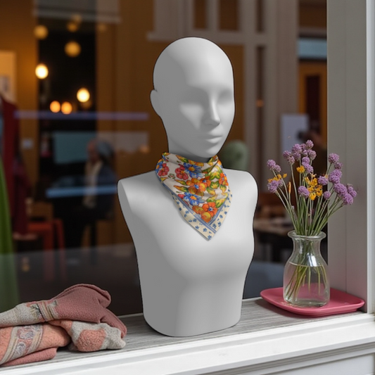 Positano Flowers Silk Square Scarf