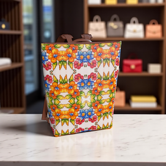 Positano Flowers Vegan Leather Backpack