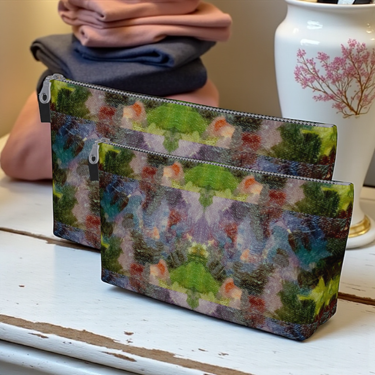 Lilac Waterlilies Makeup Bag