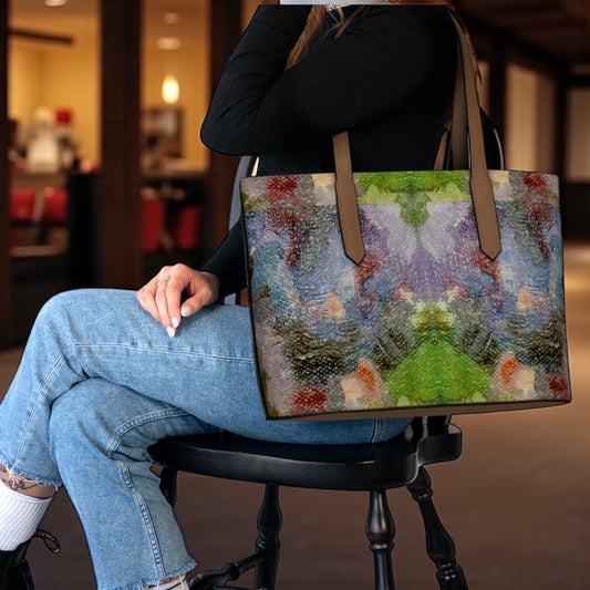 Lilac Waterlilies Vegan Leather Tote Bag