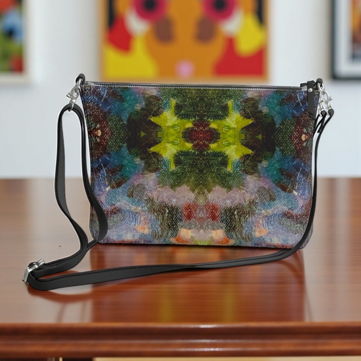 Lilac Waterlilies Vegan Leather Crossbody Bag