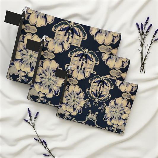Blue Fleur Damask Zipper Carry-all Bag
