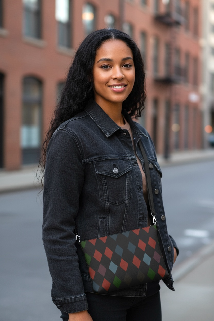 Holiday Harlequin Leather Crossbody Purse