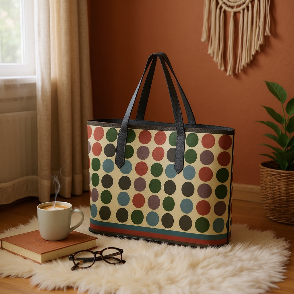 Retro Dotscape Vegan Leather Tote