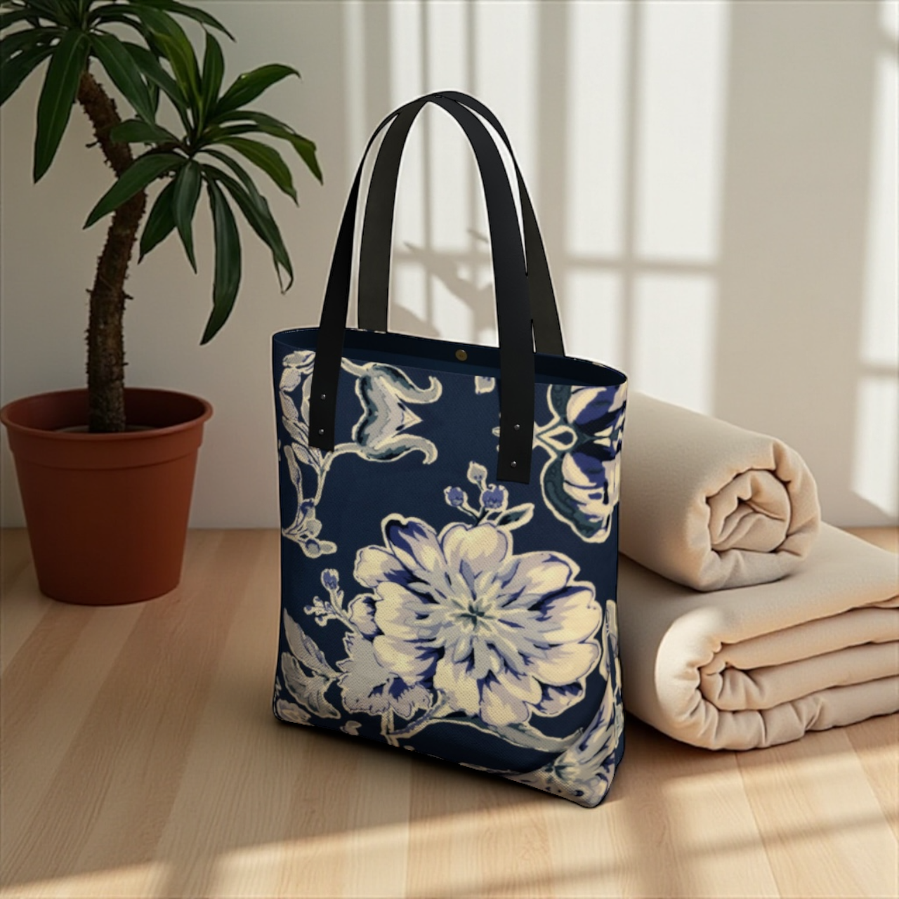 Blue Fleur Damask Urban Tote