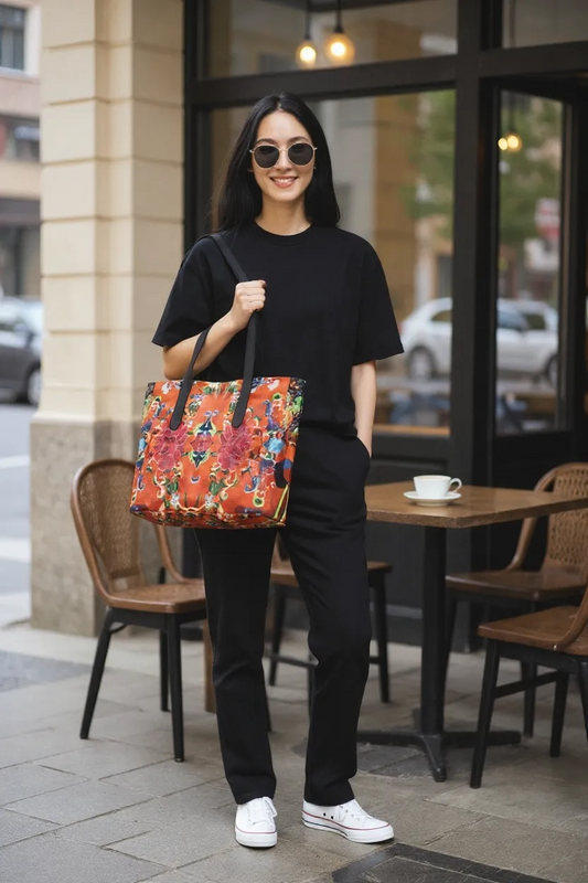 Jade and Flame Vegan Leather Tote Bag