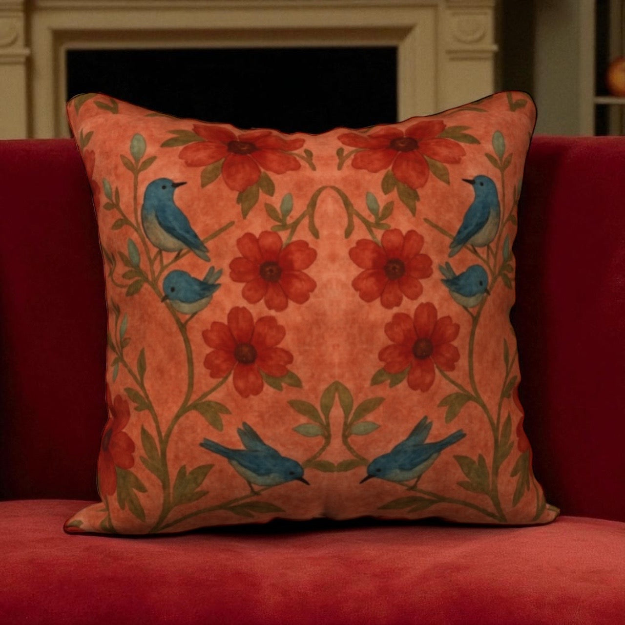 Songbird Bloom Terracotta 18 x 18 Pillow Cover