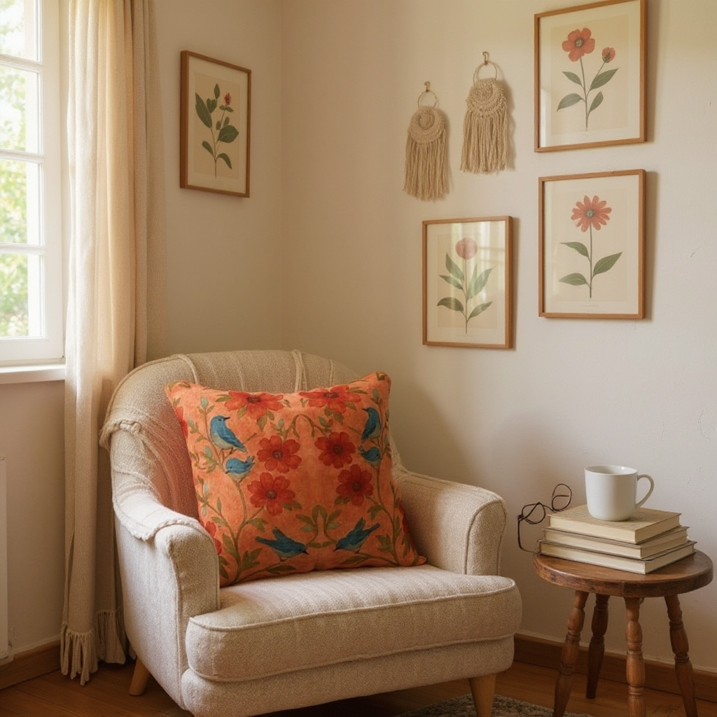 Songbird Bloom Terracotta 18 x 18 Pillow Cover