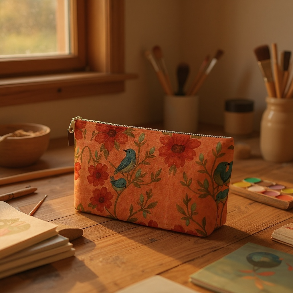 Songbird Bloom Terracotta Makeup Bag