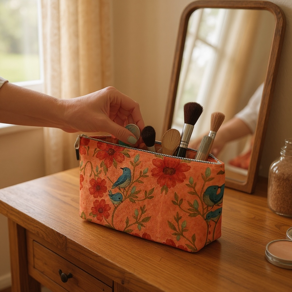 Songbird Bloom Terracotta Makeup Bag