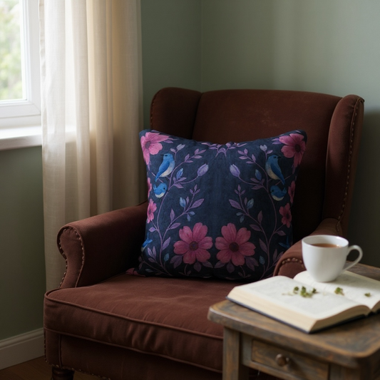 Songbird Bloom Plum 18 x 18 Pillow Cover