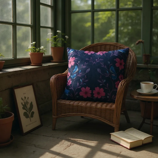 Songbird Bloom Plum 22 x 22 Pillow Cover