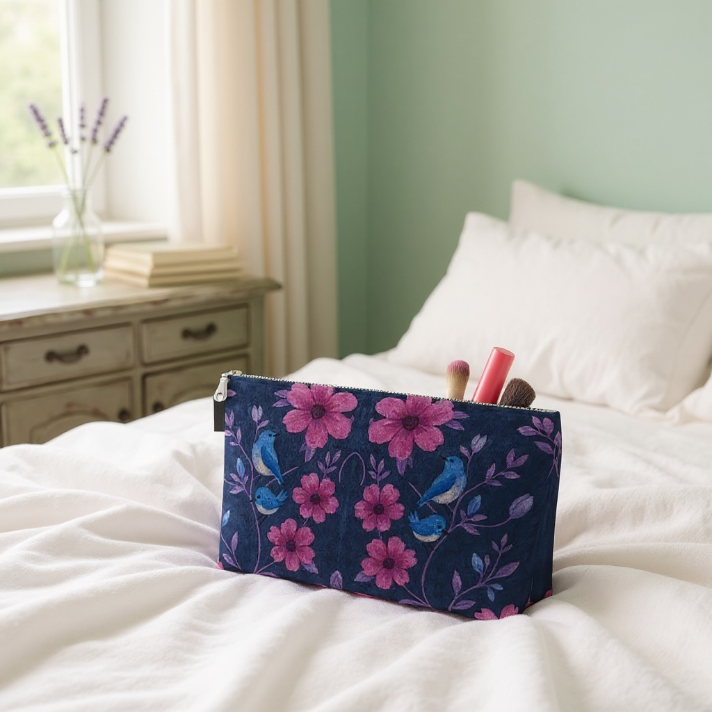 Songbird Bloom Plum Makeup Bag