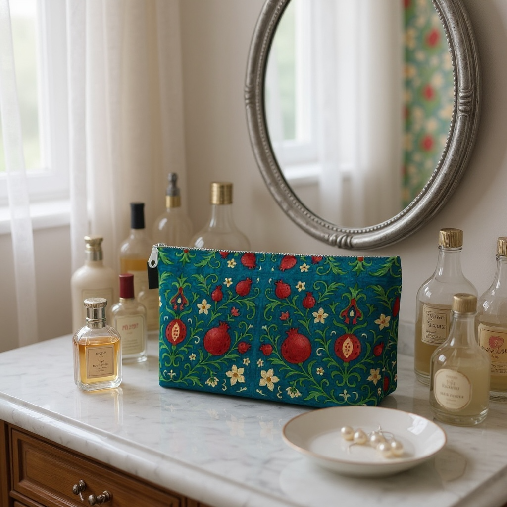 Winter Pomegranates Makeup Bag