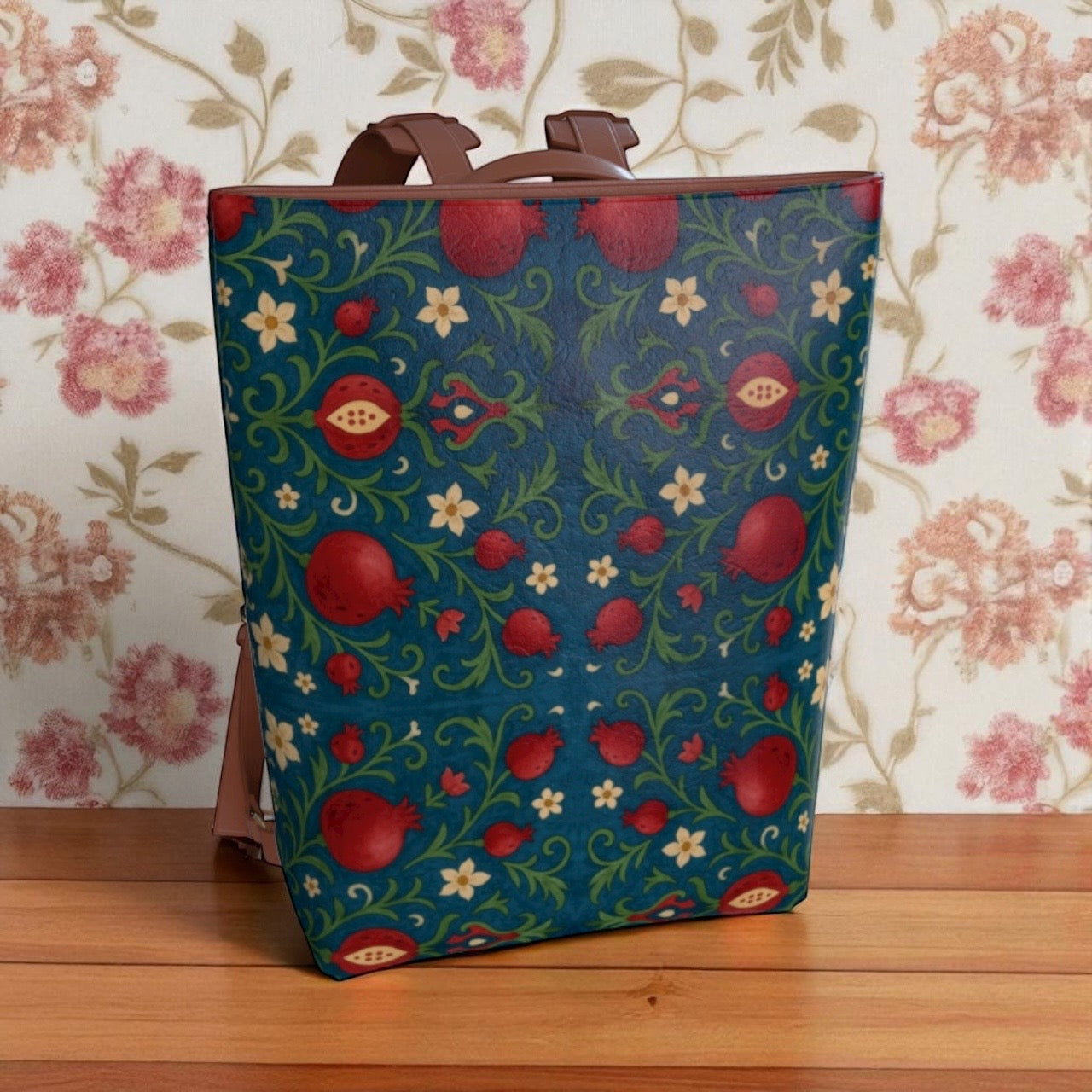 Winter Pomegranates Vegan Leather Backpack