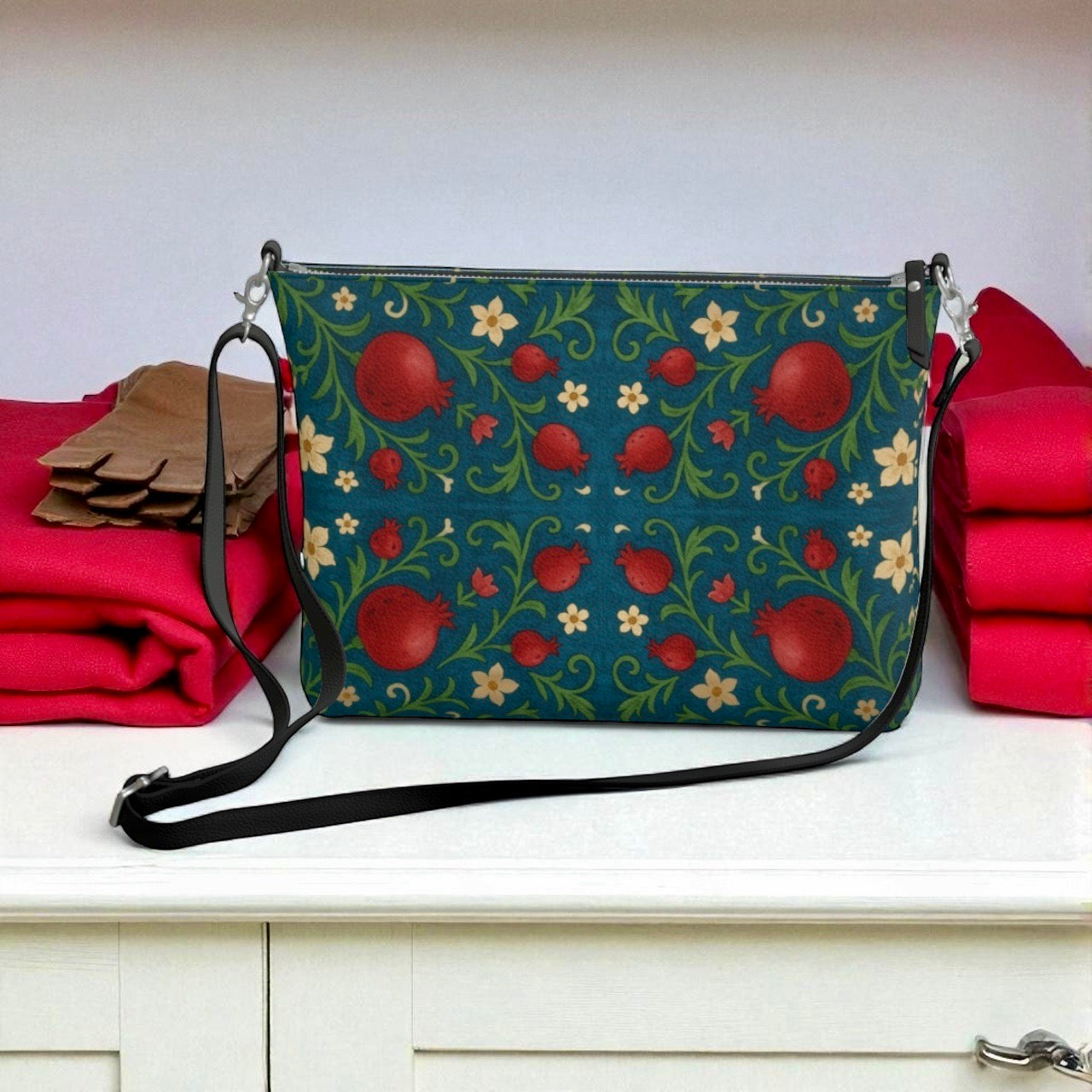 Winter Pomegranates Crossbody Bag