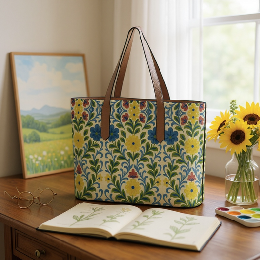 Jardin Provencale Goldenrod Vegan Leather Tote