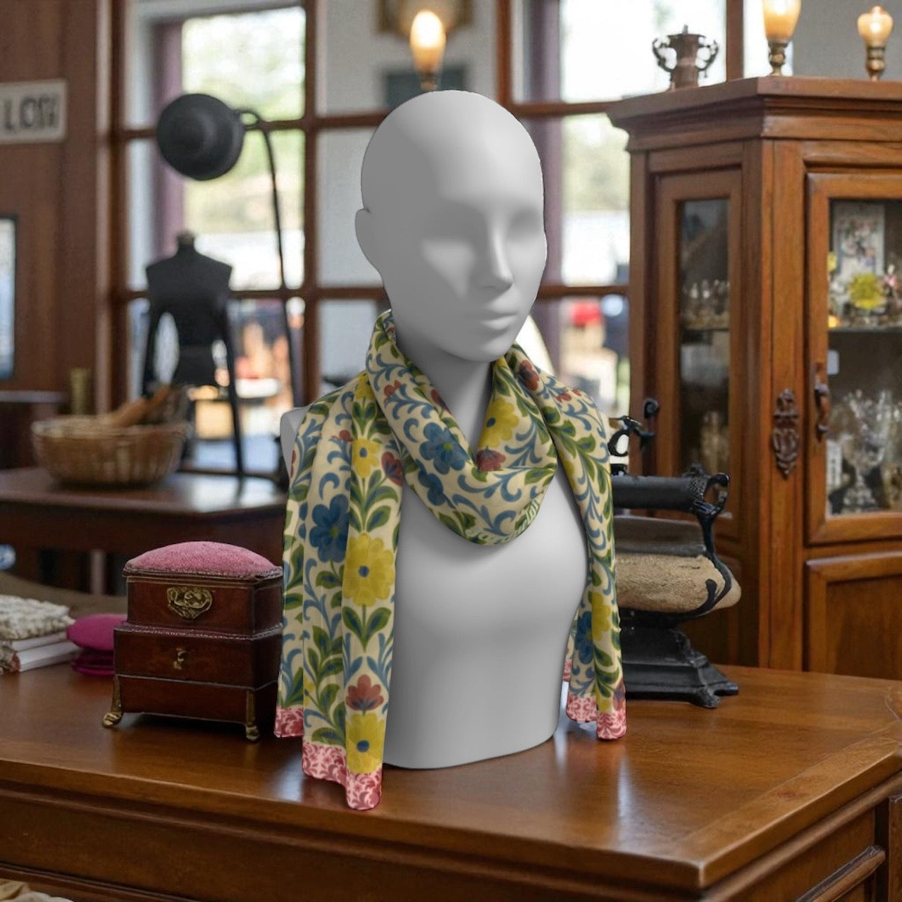 Jardin Provencale Goldenrod Long Silk Scarf