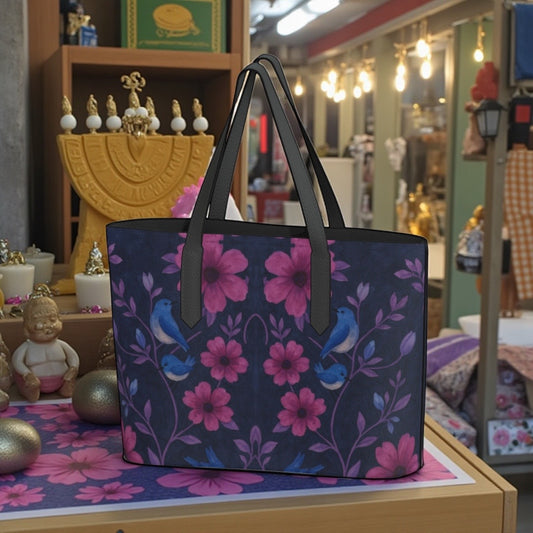 Songbird Bloom Plum Vegan Leather Tote Bag