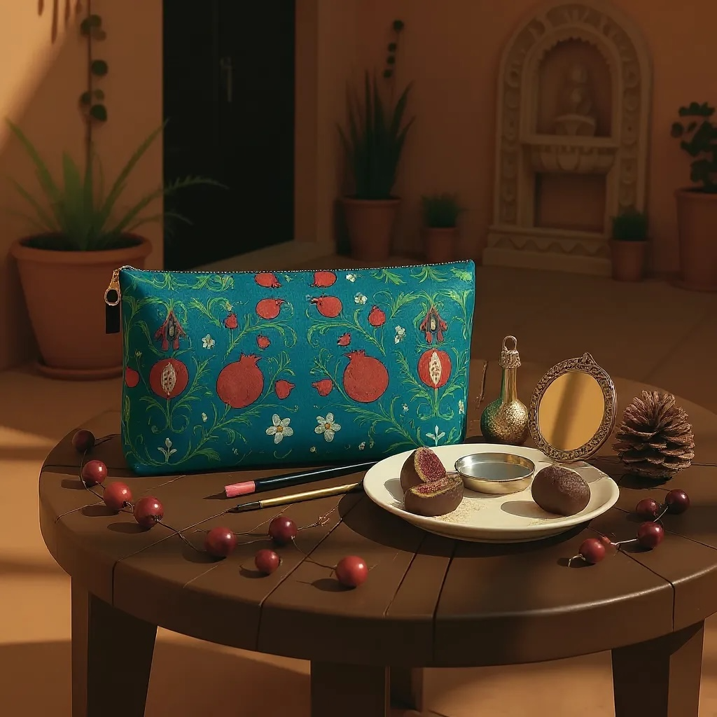 Winter Pomegranates Makeup Bag