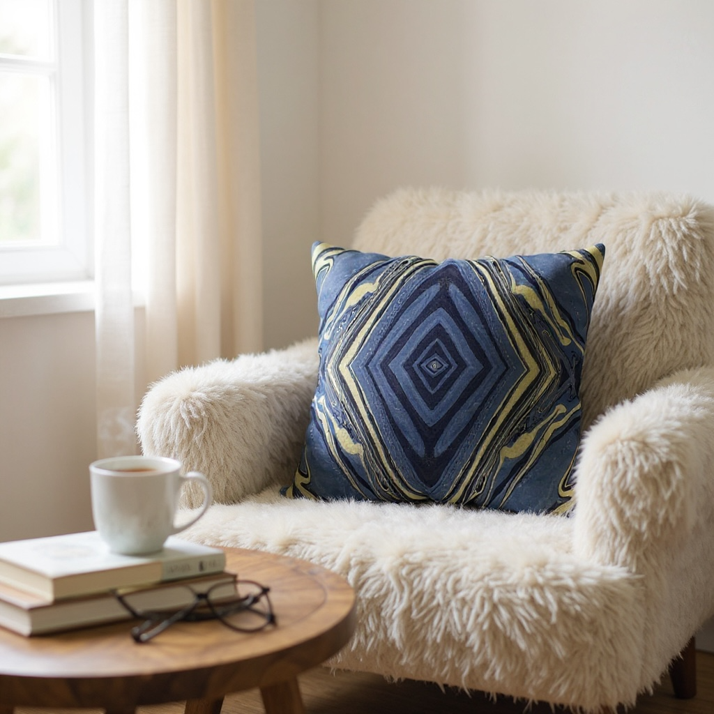 Mendocino Blues Diamond 22 x 22 Pillow Cover