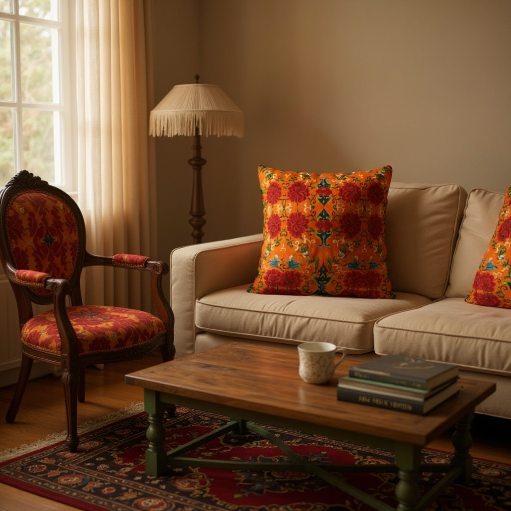 Imperial Peonies Tangerine 22 x 22 Pillow Cover